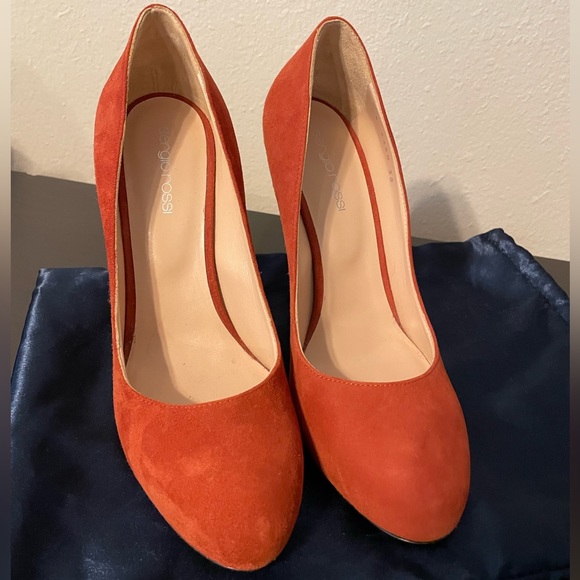 Sergio Rossi round roe terracota suede platform pumps 38 - Picture 3 of 9
